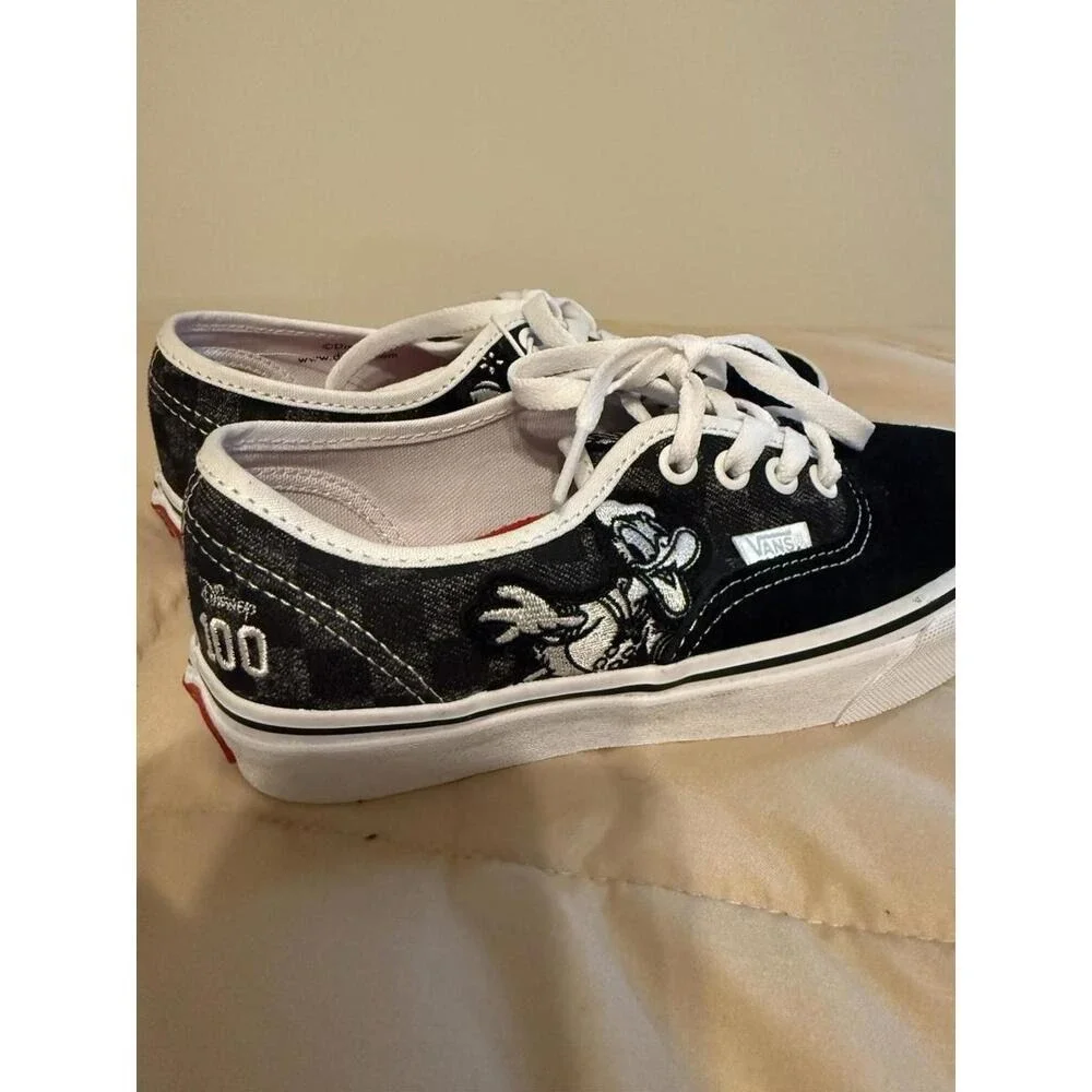 Vans Authentic‎ Disney 100th Anniversary Mickey Donald Black Sneakers Kids 4